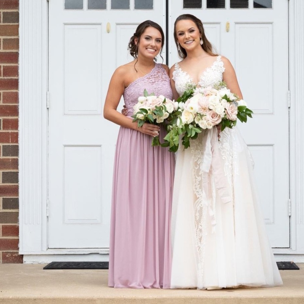 Mauve/ pink David’s bridal one shoulder dress